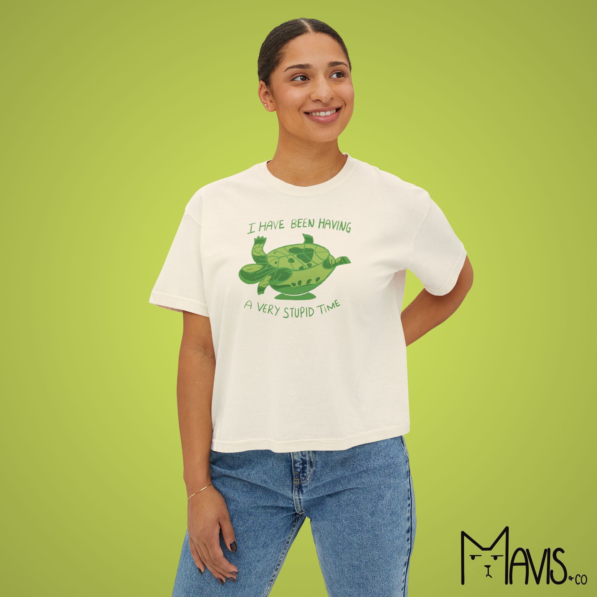 I Have Been Having a Very Stupid Time Turtle - Boxy Cropped Tee