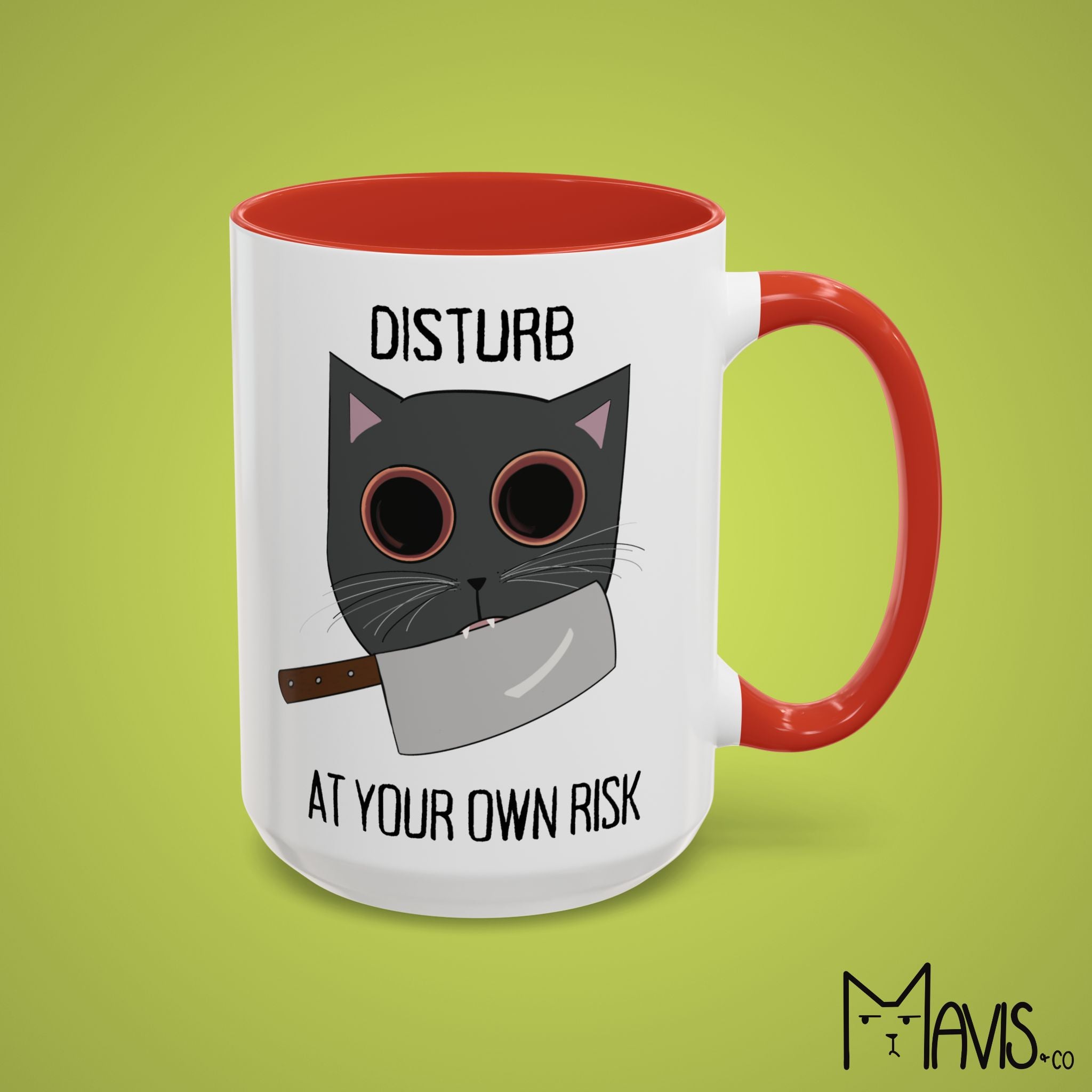 Disturb At Your Own Risk, Cat Knife Mug (11oz, 15oz)
