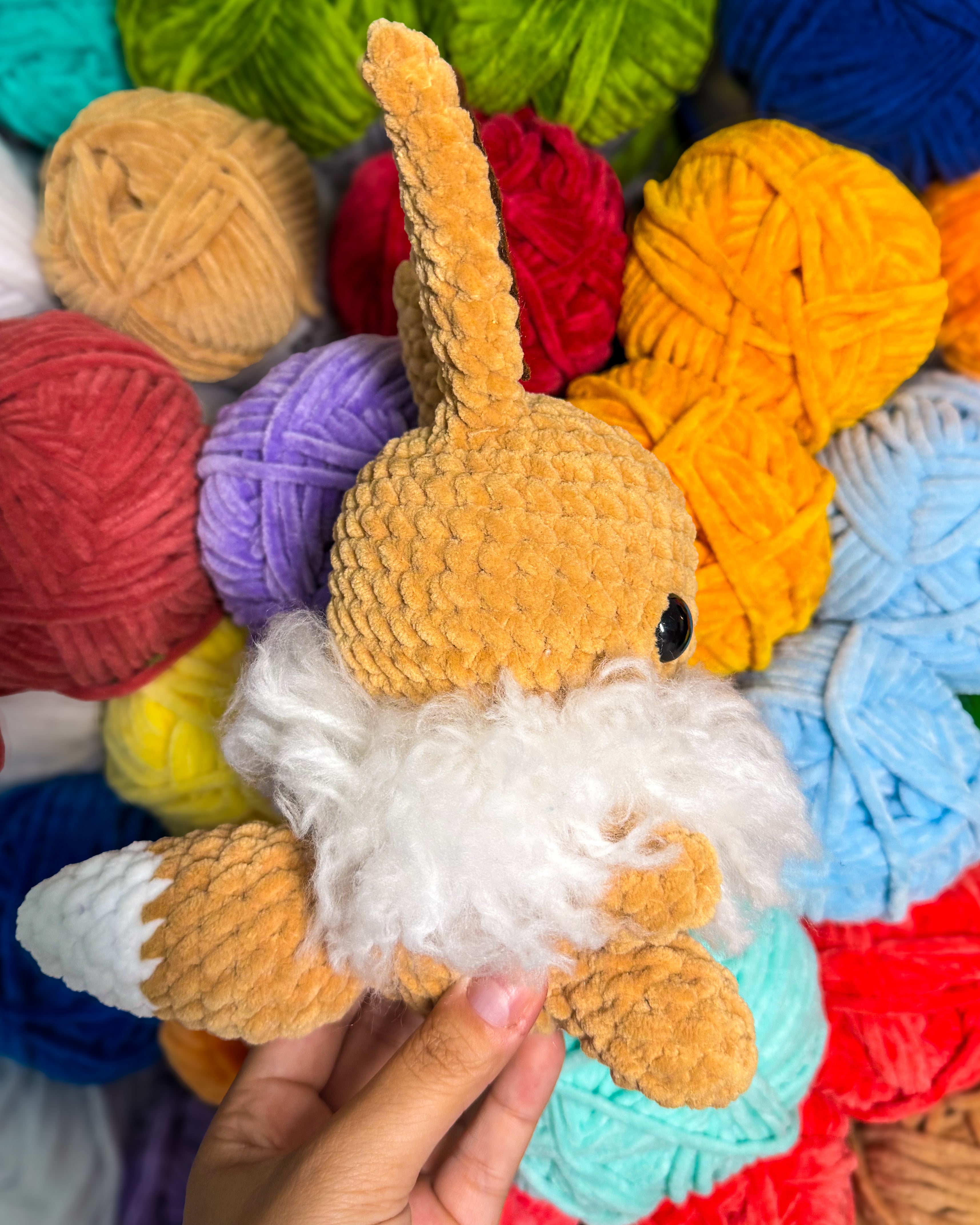Fluffy Brown and White Fox Friend- Handmade Crochet Plush