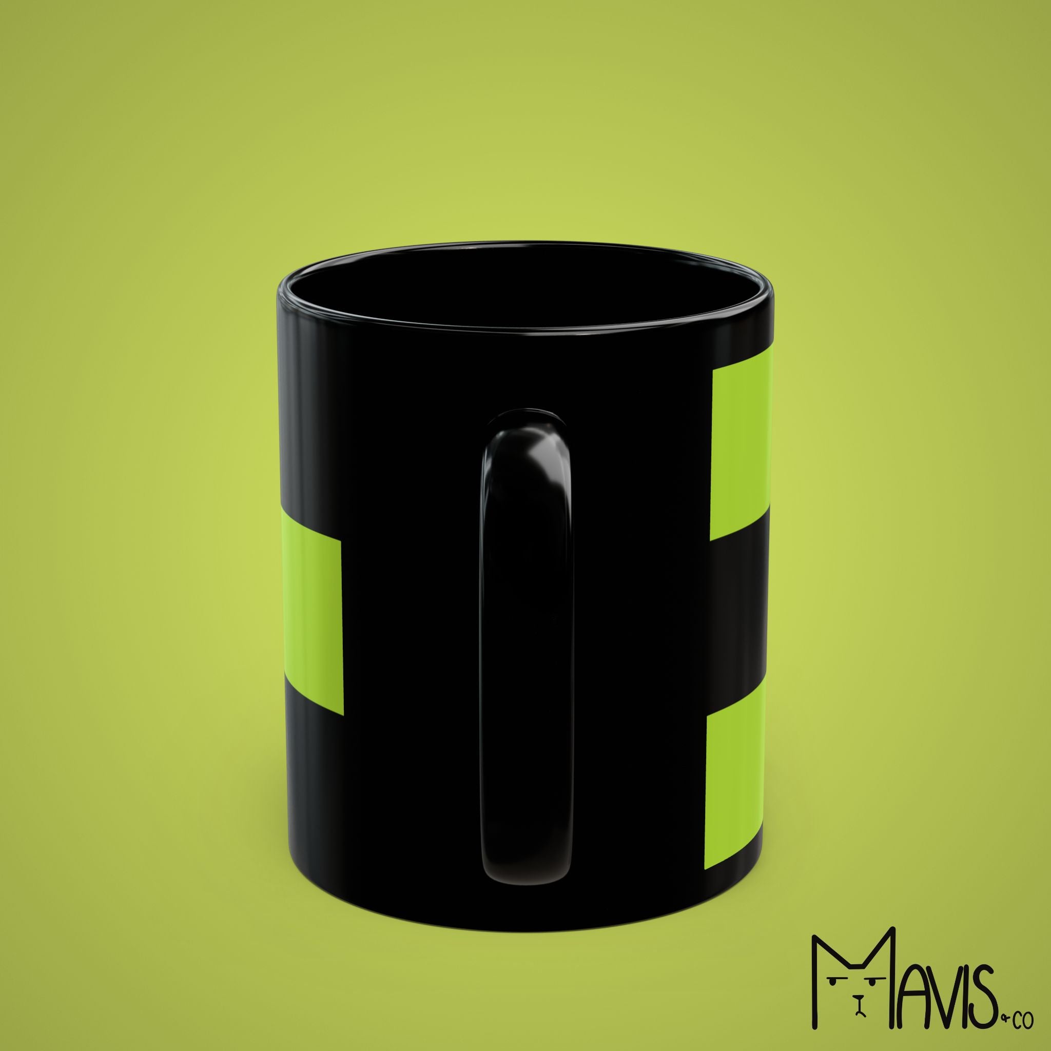 Grumpy Mavis Checkered Mug - Black & Green Checkered Mug (11oz)