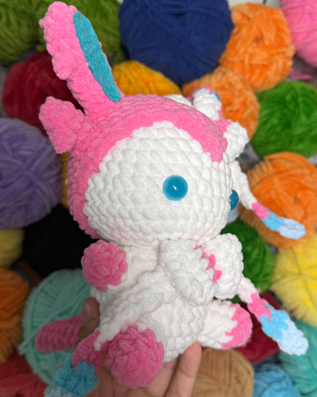 Pink and Blue Fox Friend- Handmade Crochet Plush