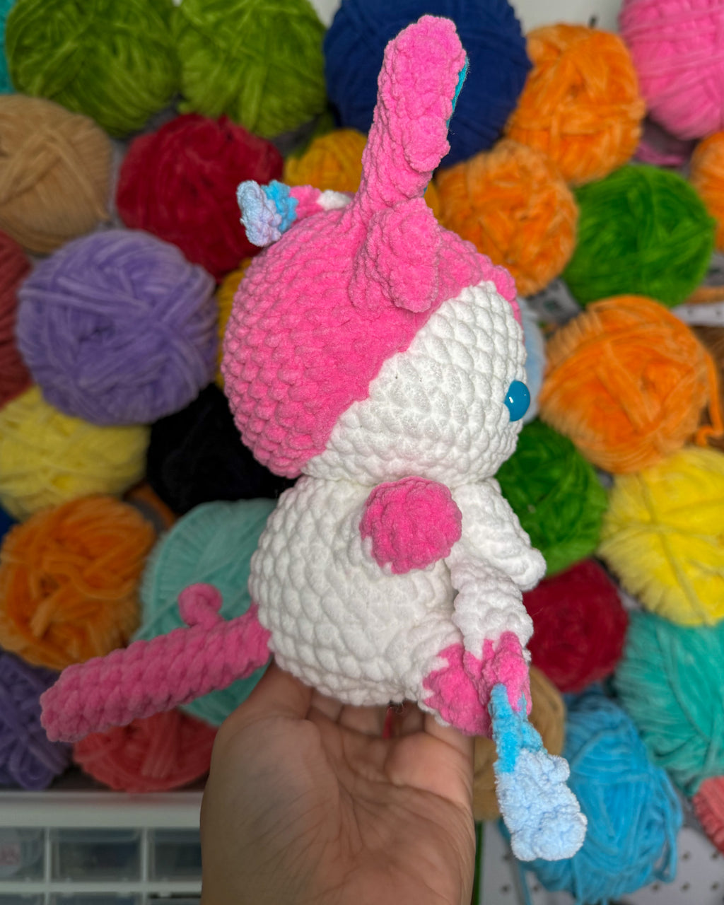 Pink and Blue Fox Friend- Handmade Crochet Plush