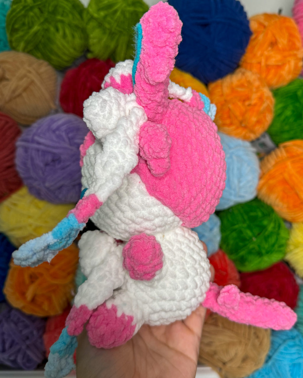 Pink and Blue Fox Friend- Handmade Crochet Plush