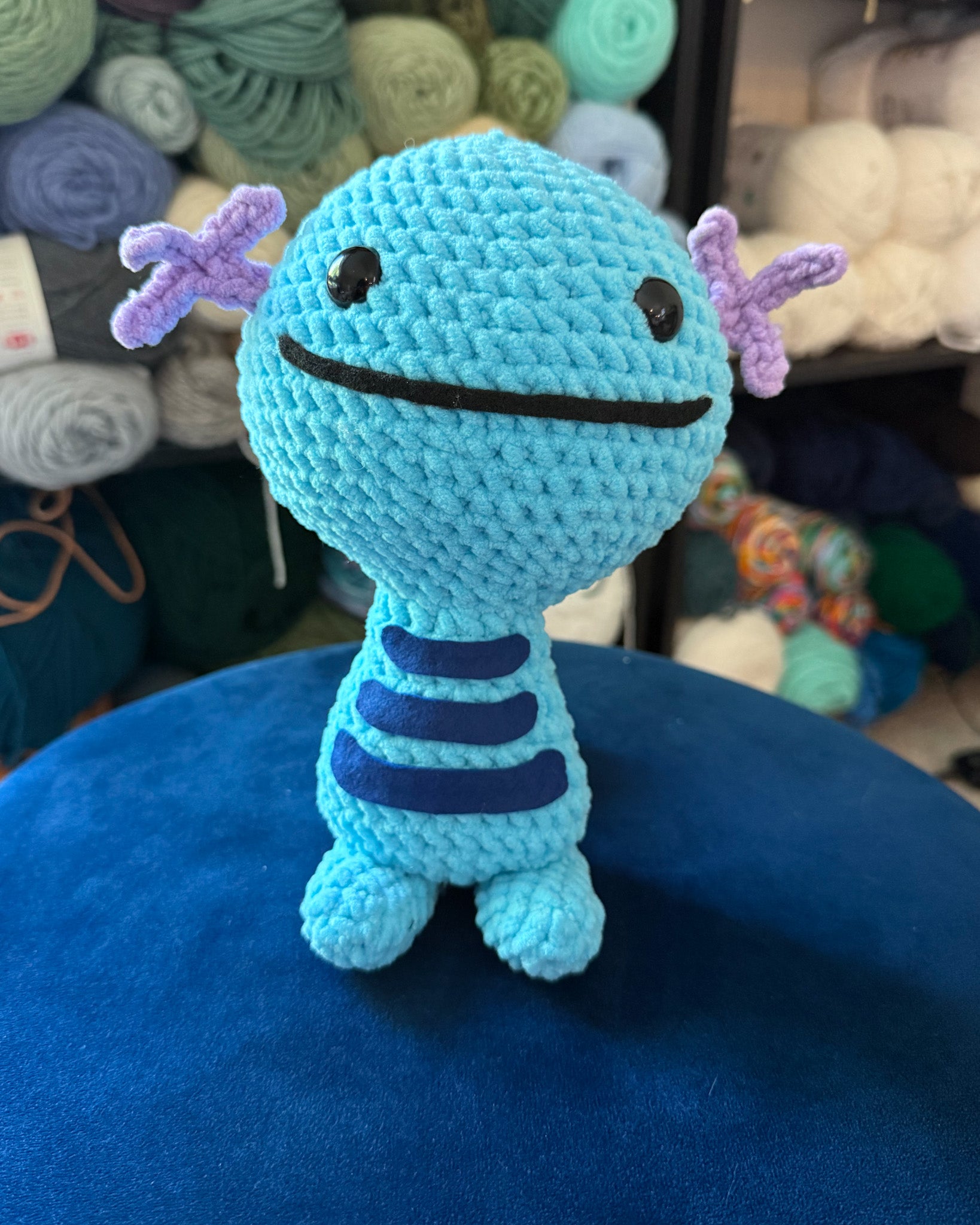 Silly Blue Axolotl Friend- Handmade Crochet Plush