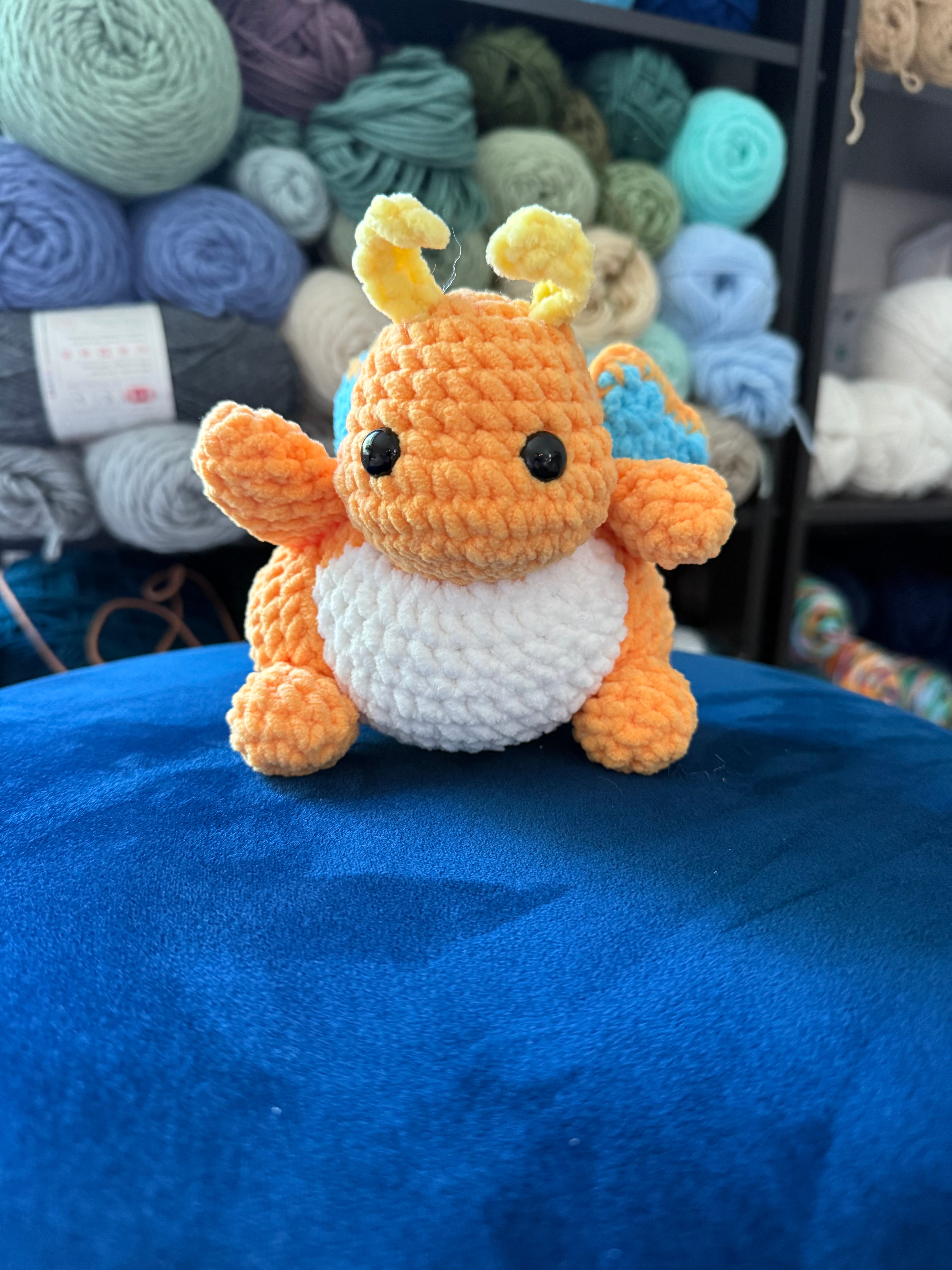 Baby Orange Dragon Friend- Handmade Crochet Plush
