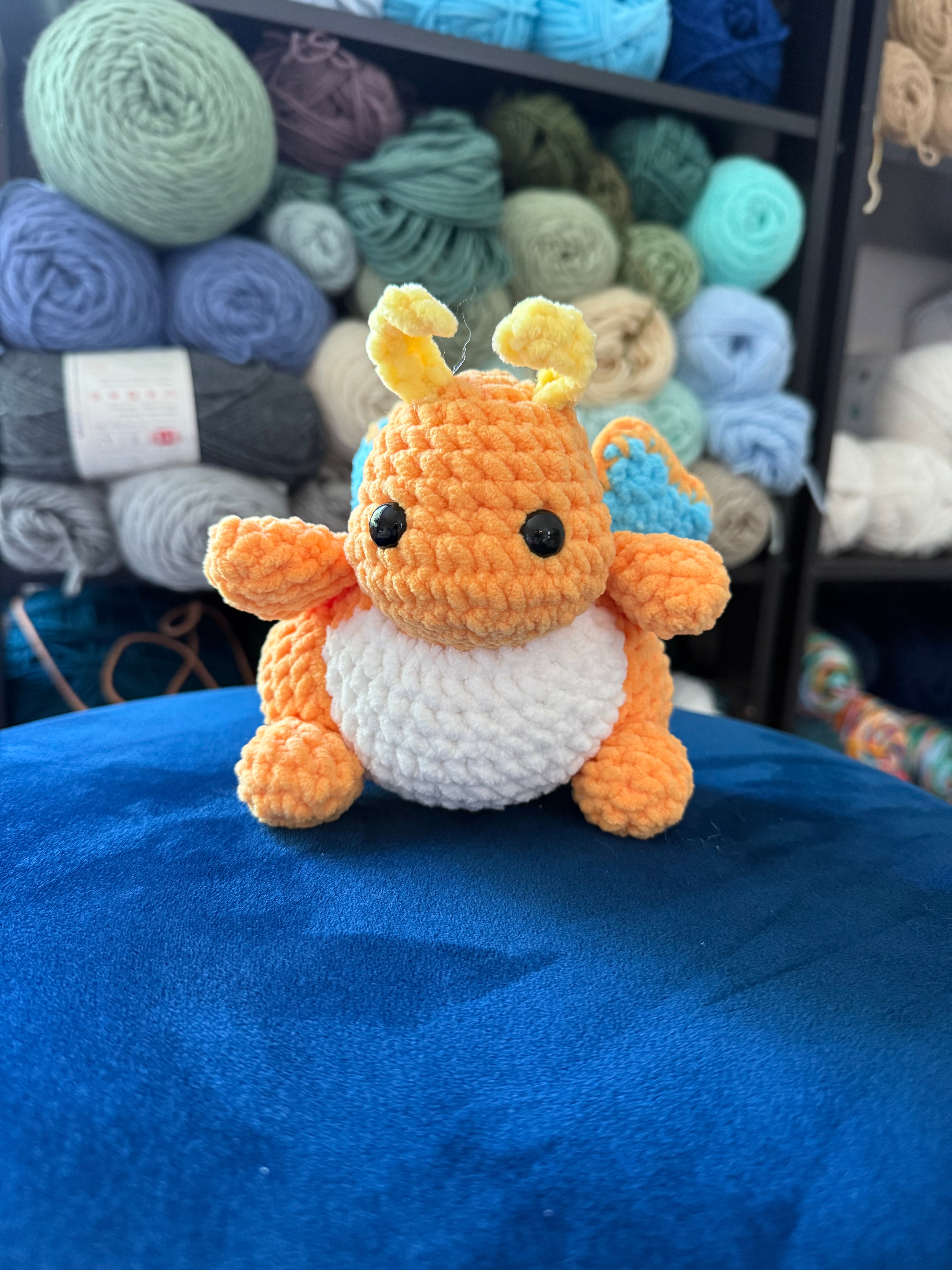 Baby Orange Dragon Friend- Handmade Crochet Plush