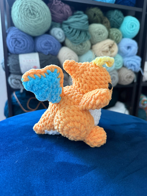 Baby Orange Dragon Friend- Handmade Crochet Plush